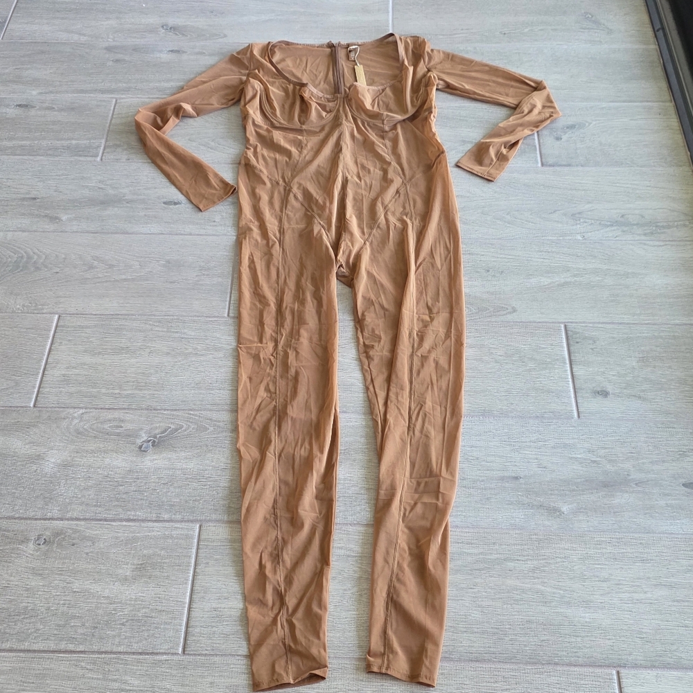 SKIMS Ultra Fine Mesh Catsuit One Piece Jumpsuit Bronze 3X Underwire NWT - Picture 4 of 16